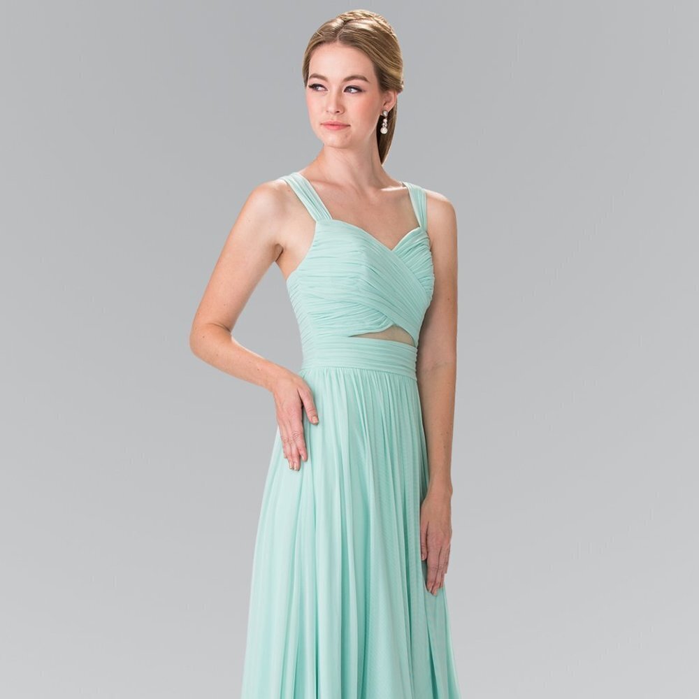 NEW FLOOR LENGTH SLEEVELESS A-LINE DRESS MADE OF CHIFFON WITH ZIPPER BACK GL2366